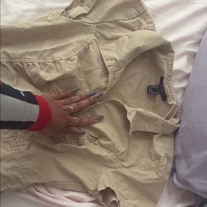 Beige zipper dress mini